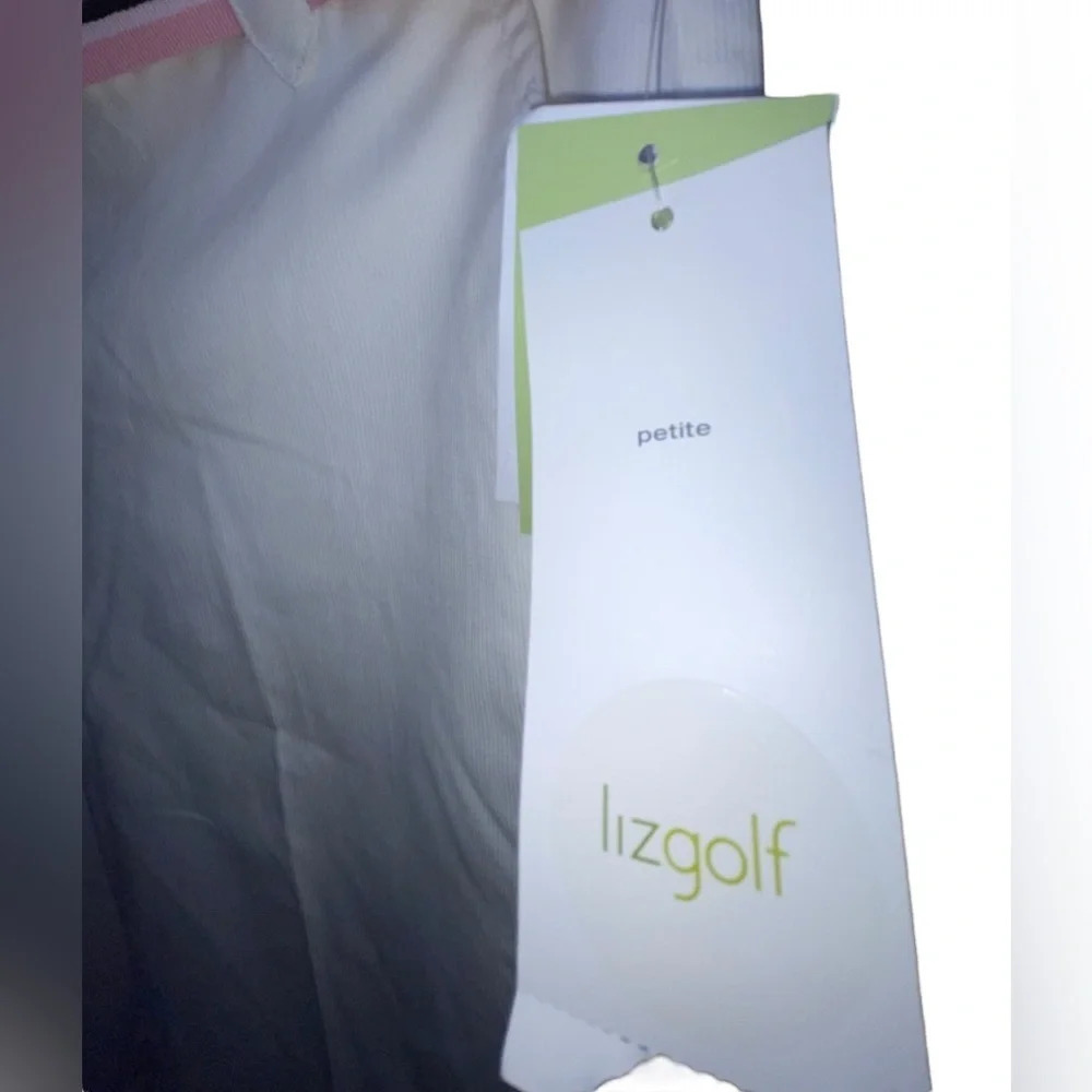 Liz Golf Audra Pants W/ Pink Belt Size 12 Petite White Sporty Liz Claiborne New - Picture 7 of 9